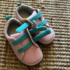 ten little pink velcro shoes